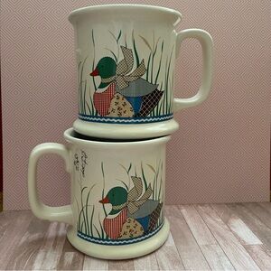 Vintage Nostalgic Duck Design Ceramic Mugs set of 2